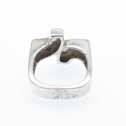 925 Sterling Silver Vintage Modernist Bypass Cross Ring Size 6.75