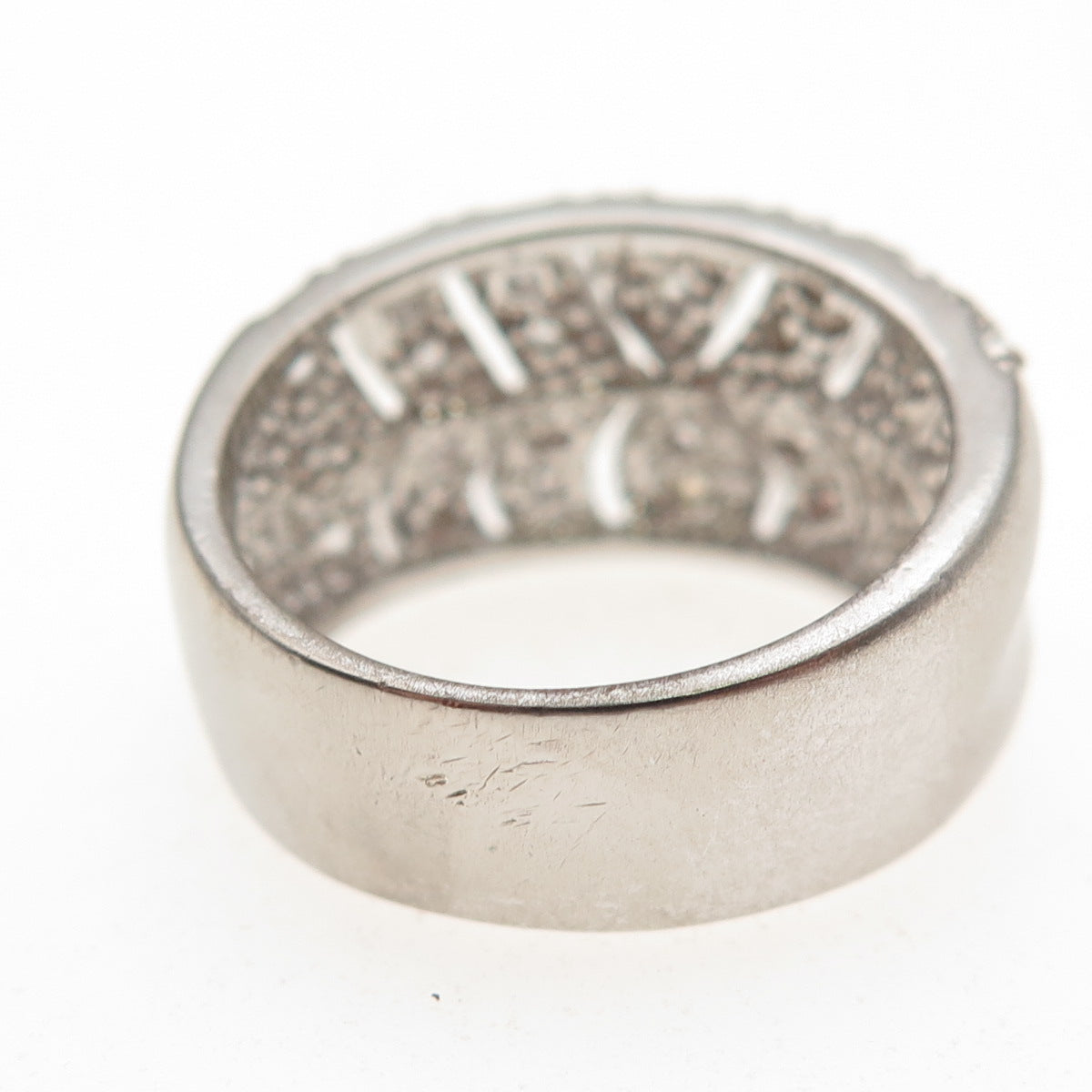 925 Sterling Silver Round-Cut C Z Modernist Ring Size 8