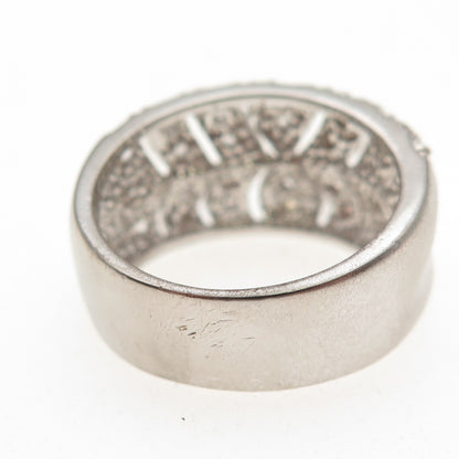 925 Sterling Silver Round-Cut C Z Modernist Ring Size 8