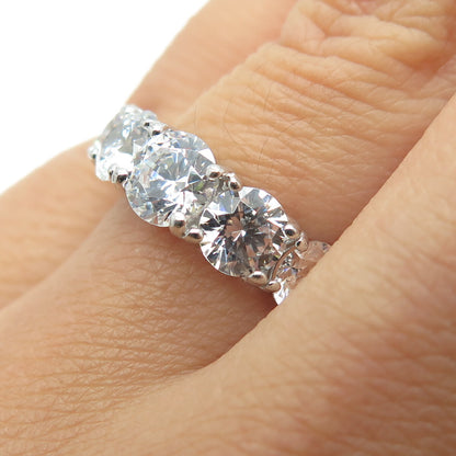 925 Sterling Silver Graduated Round-Cut C Z Eternity Ring Size 6.25