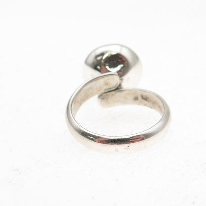 950 Silver Vintage Modernist Brushed Bead Adjustable Ring Size 5.75