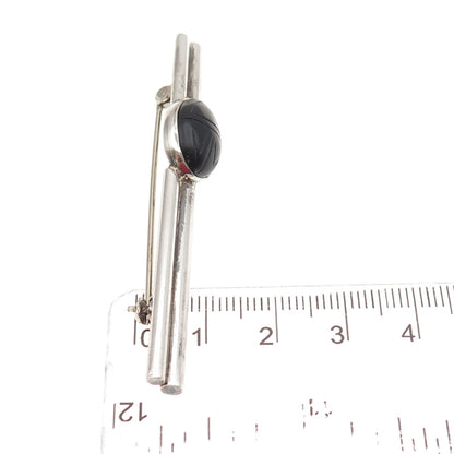 GFMW Great Falls Metal Works 925 Sterling Vintage Real Black Onyx Scarab Brooch