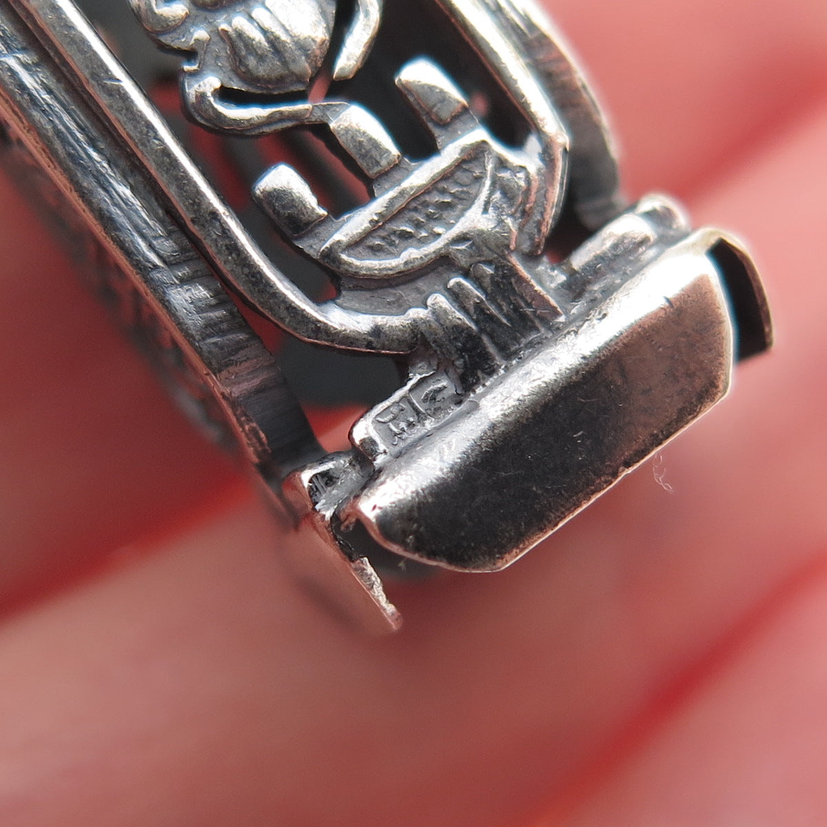 800 Silver Vintage Egyptian Pharaoh Cartouche Oxidized Charm Pendant