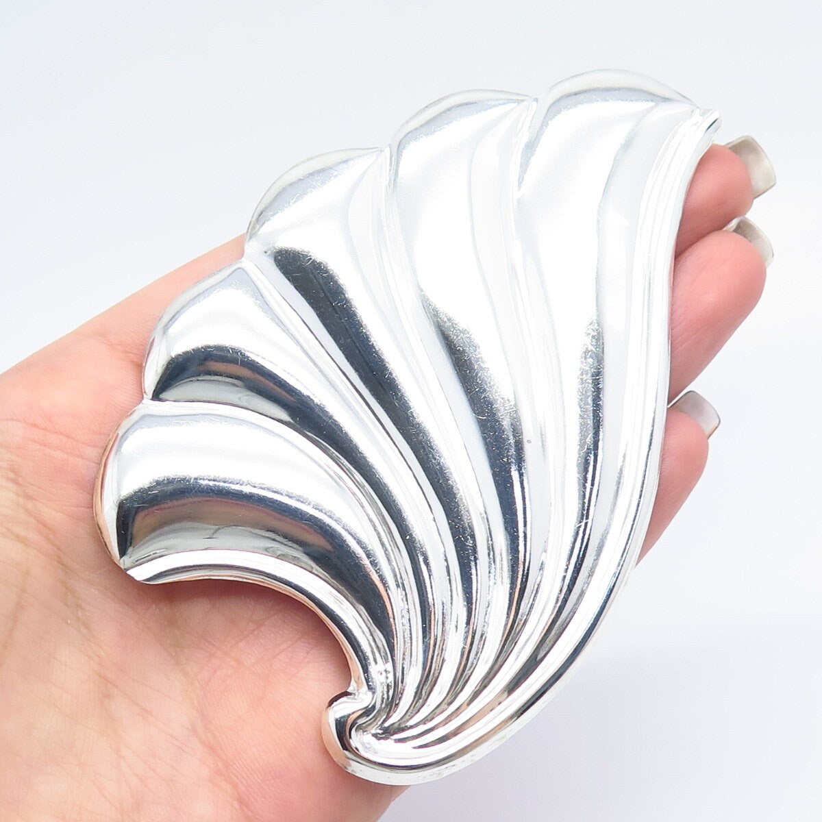 925 Sterling Silver Vintage Mexico Ribbed Pin Brooch