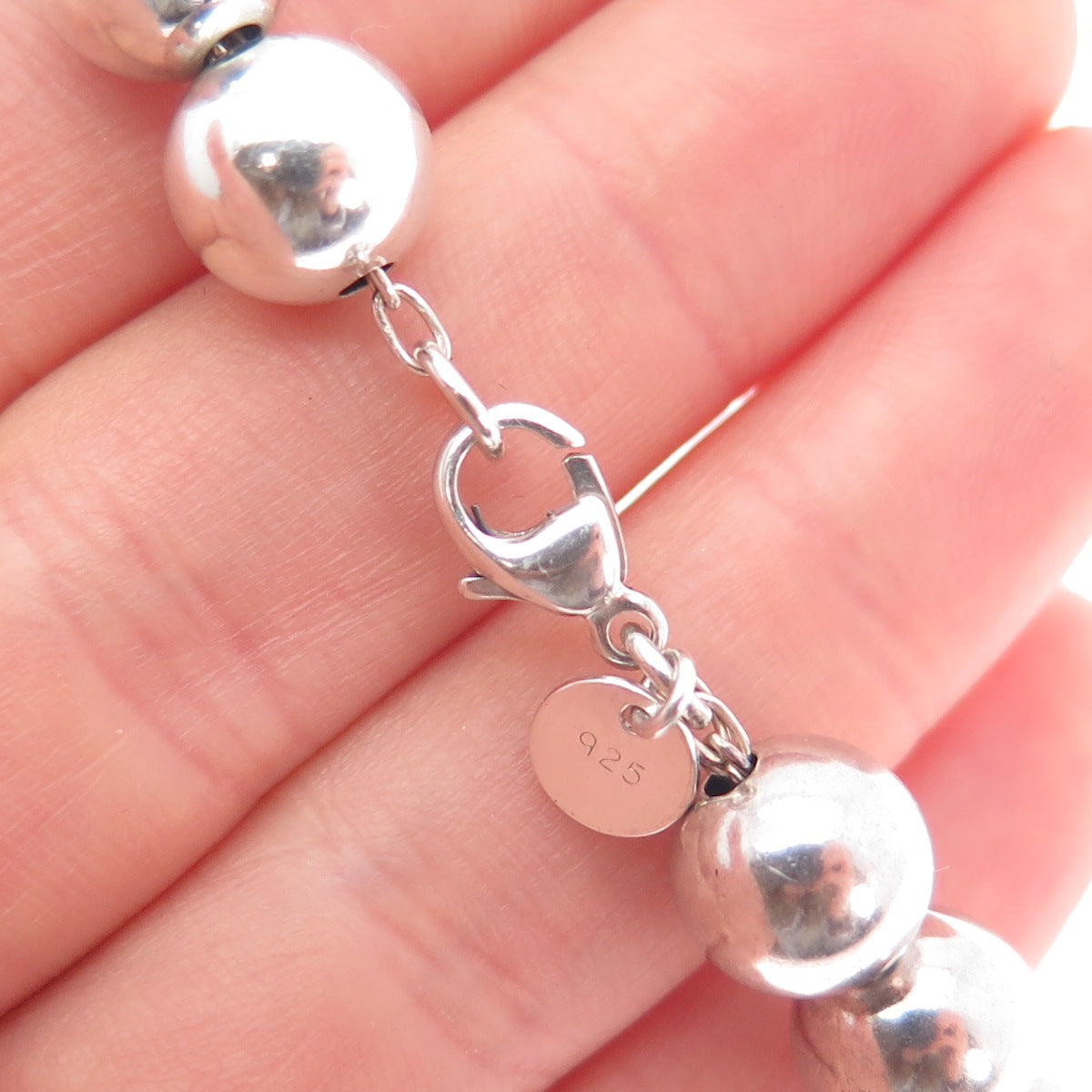 TIFFANY & CO. 925 Sterling Silver Vintage HardWear Ball Beaded Bracelet 6.5"
