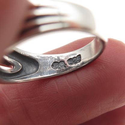 925 Sterling Silver Vintage Round-Cut C Z Modernist Oxidized Ring Size 6