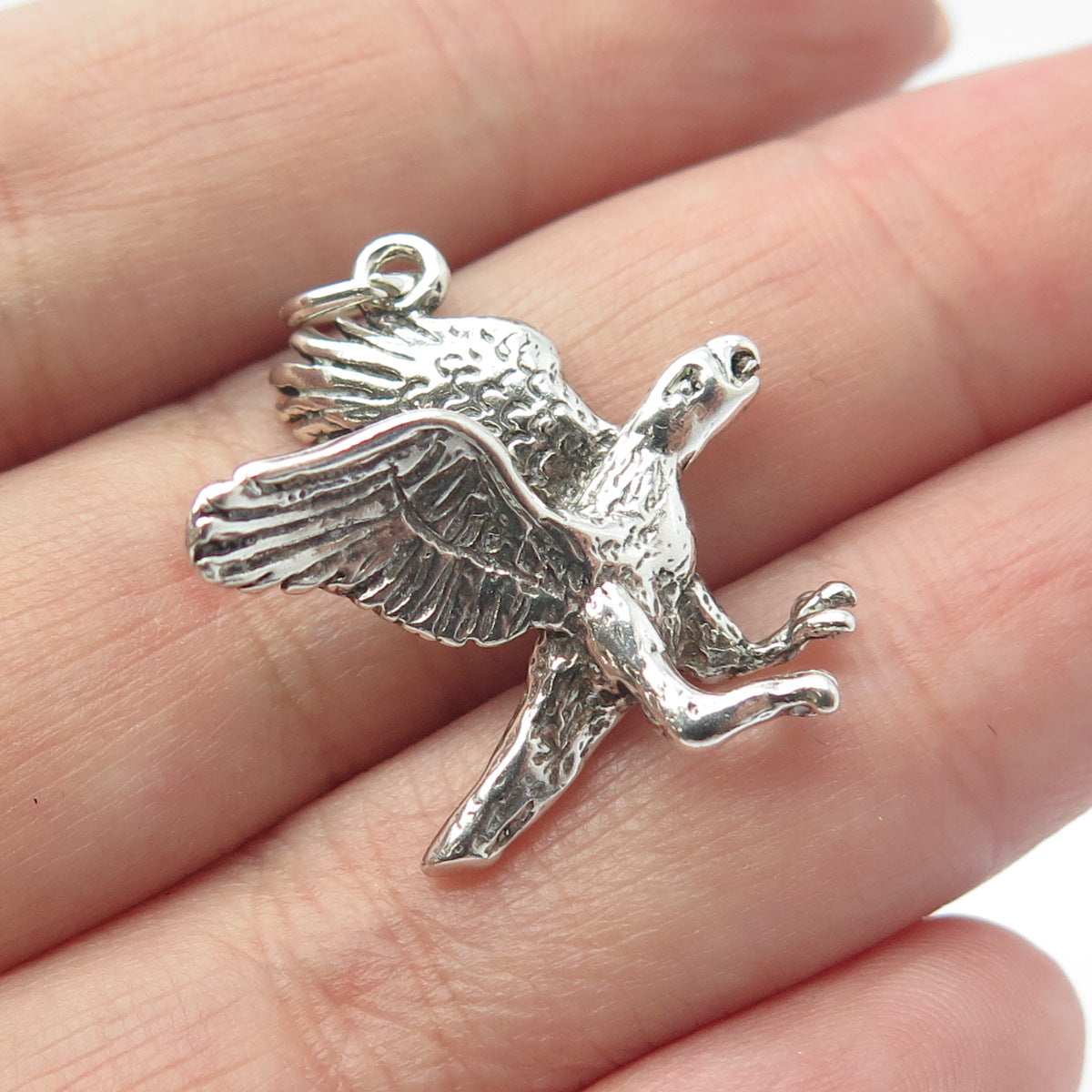 925 Sterling Silver Vintage Southwestern Eagle Bird Charm Pendant