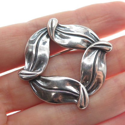 MARGOT DE TAXCO 925 Sterling Silver Vintage Mexico Petal Oxidized Brooch #5184