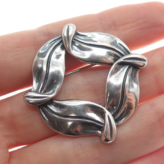 MARGOT DE TAXCO 925 Sterling Silver Vintage Mexico Petal Oxidized Brooch #5184