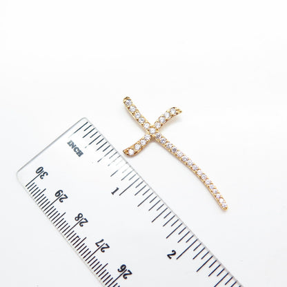 925 Sterling Silver Gold Plated C Z Cross Slide Pendant