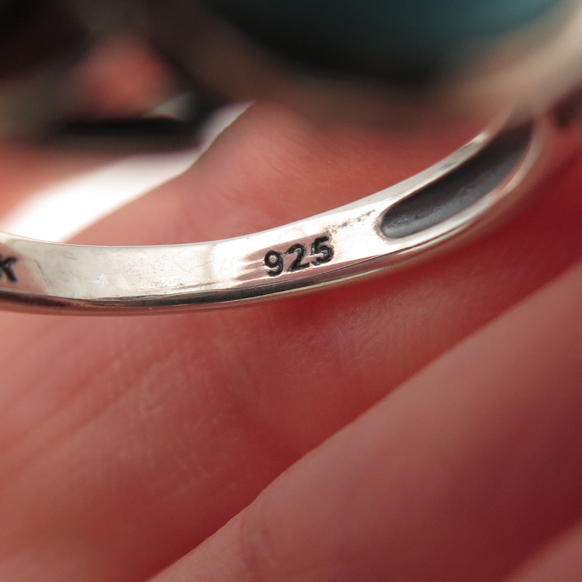 925 Sterling Silver Real Sleeping Beauty Turquoise Floral Oxidized Ring Size 8