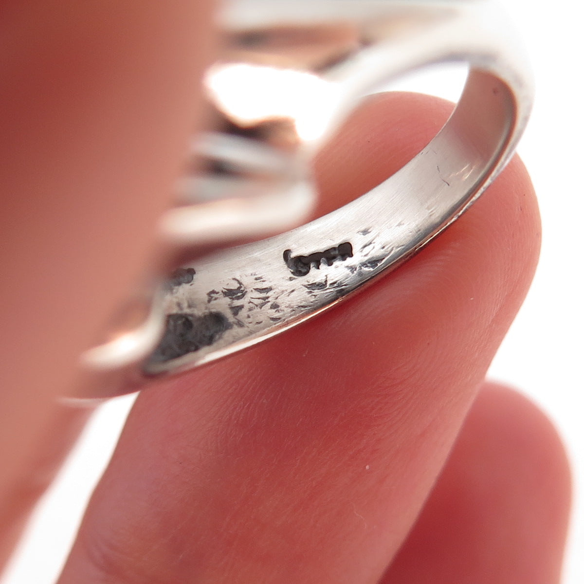 925 Sterling Silver Vintage Modernist Oxidized Ring Size 6