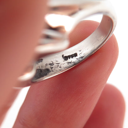 925 Sterling Silver Vintage Modernist Oxidized Ring Size 6