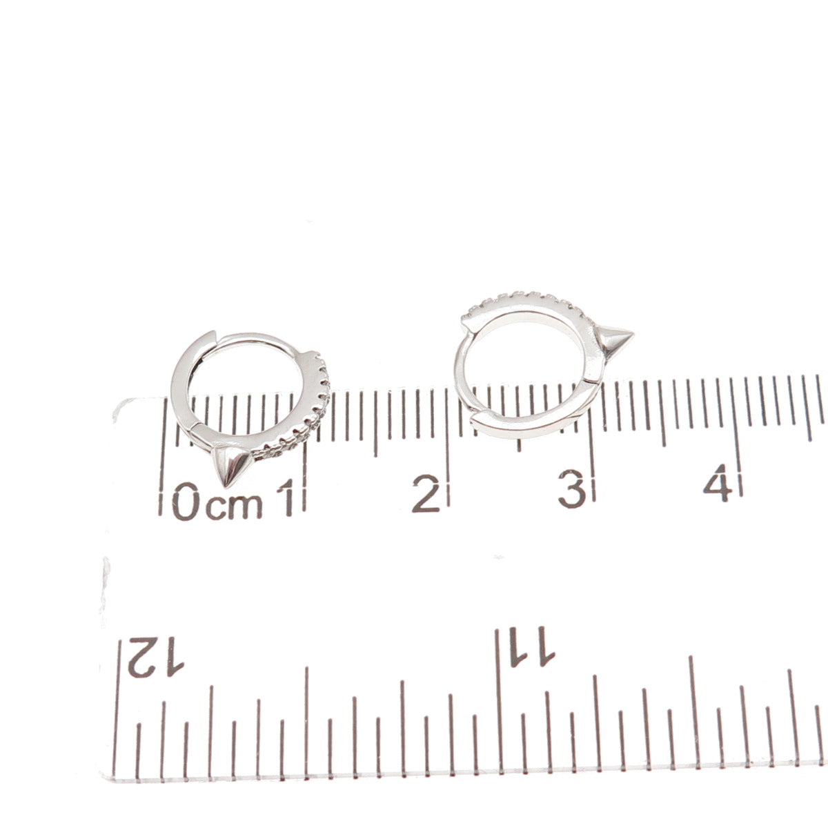 925 Sterling Silver Round-Cut C Z Thorn Hoop Earrings