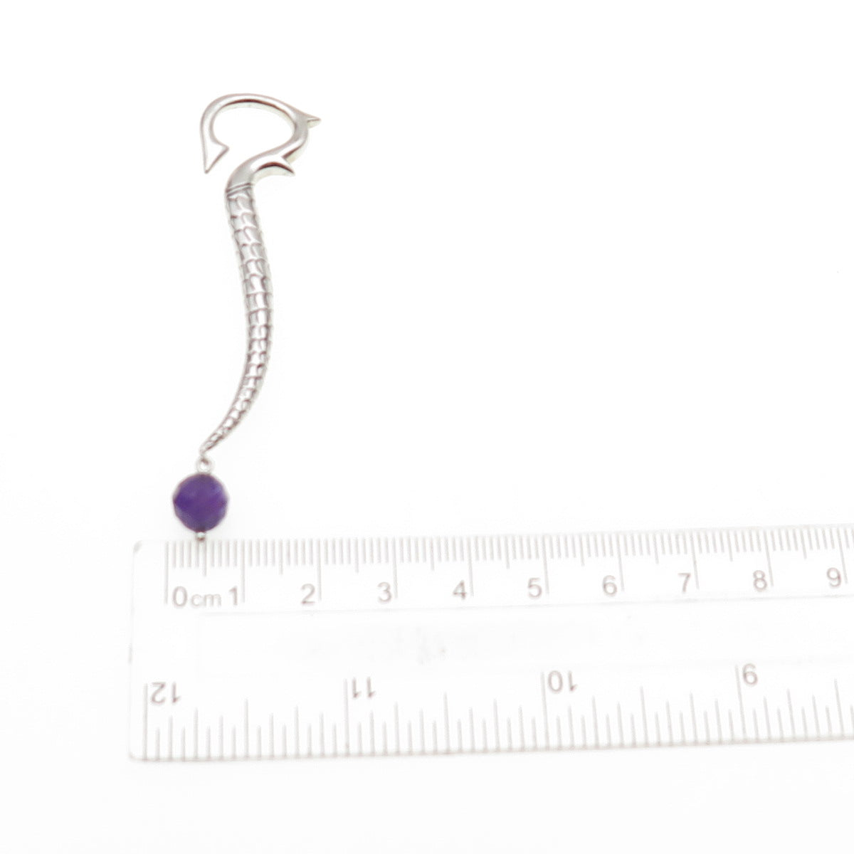 GUESS 925 Sterling Silver Real Amethyst Dragon Hook SINGLE Earring