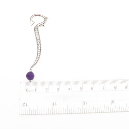 GUESS 925 Sterling Silver Real Amethyst Dragon Hook SINGLE Earring