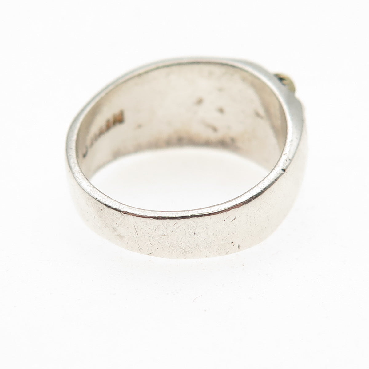 925 Sterling Silver 2-Tone Vintage Mexico Modernist Oxidized Ring Size 6
