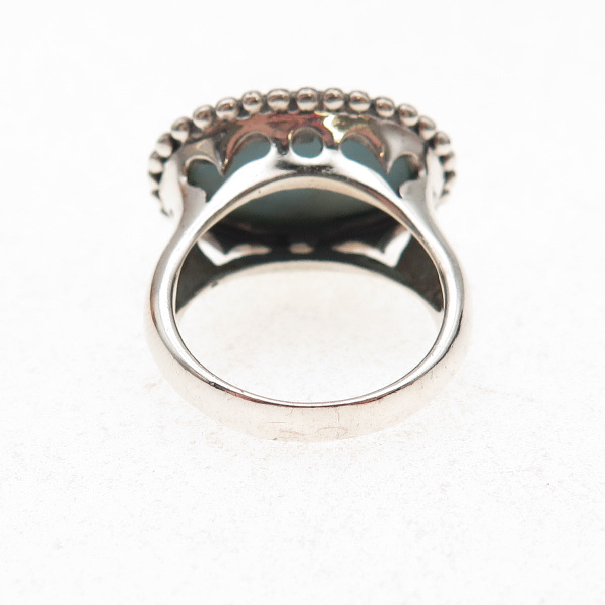Ken Crafts 925 Sterling Silver Vintage Real Turquoise Beaded Ring Size 6.75