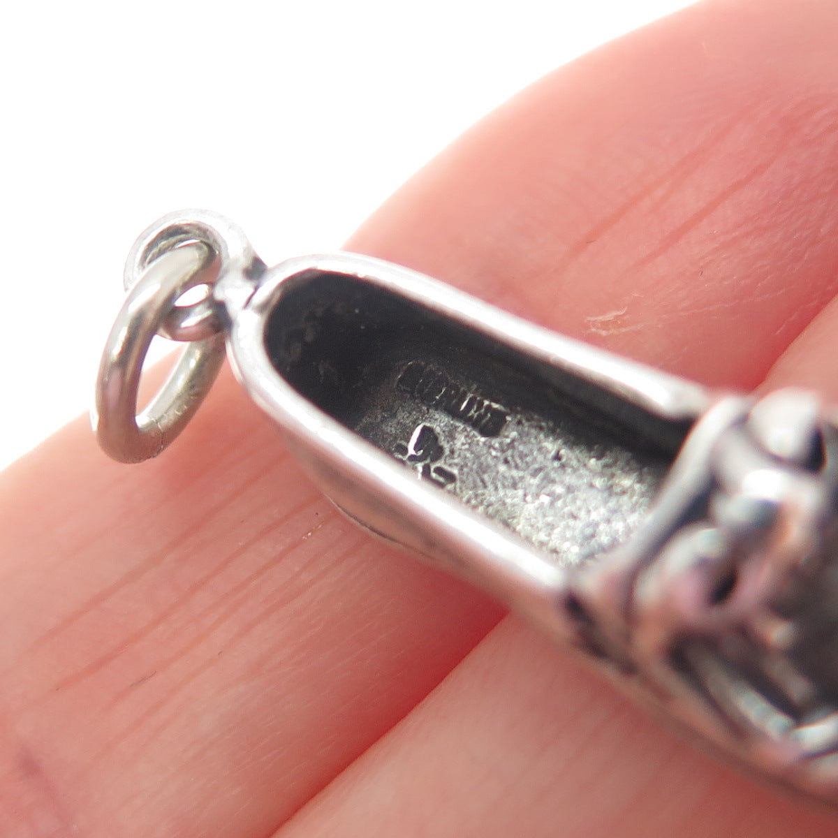SUNWEST 925 Sterling Silver Vintage Ladies Shoe Oxidized Charm Pendant
