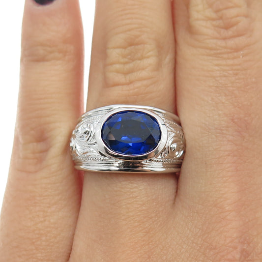 CHATEAU D'ARGENT 925 Sterling Silver Canada Lab-Created Sapphire Ring Size 6