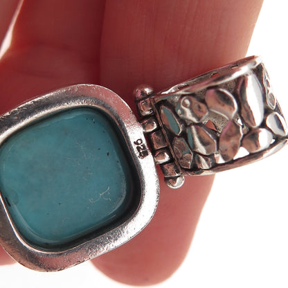 925 Sterling Silver Vintage Real Turquoise Oxidized Charm Pendant