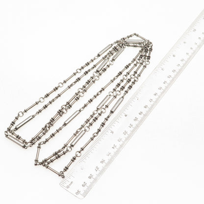 Aanund Havstad 925S Sterling Vintage Norway Modernist Bar Chain Necklace 66"