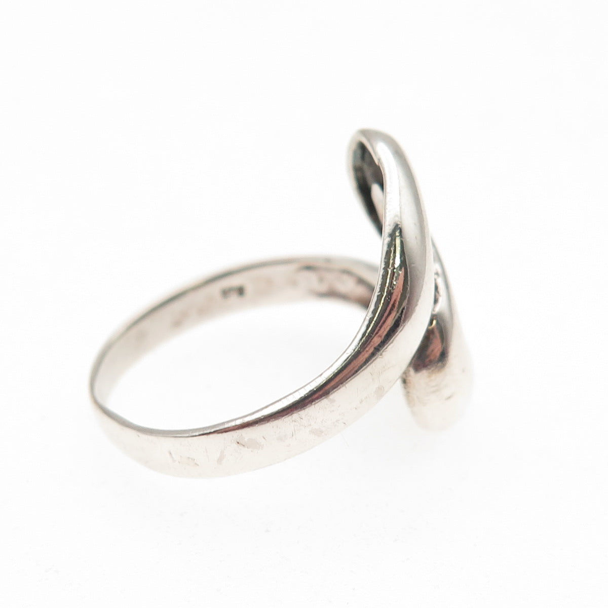 925 Sterling Silver Vintage Modernist Zig Zag Oxidized Ring Size 7.75