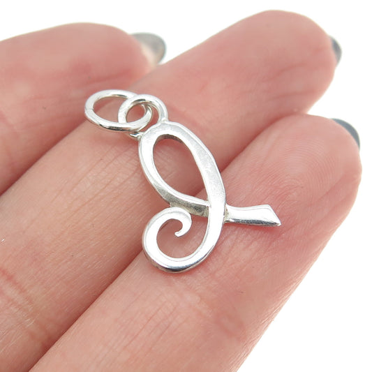 925 Sterling Silver Vintage Letter "I" Initial Charm Pendant