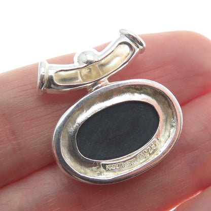 MICHELLE ALBALA 925 Sterling Silver Vintage Real Mosaic Opal Inlay Slide Pendant