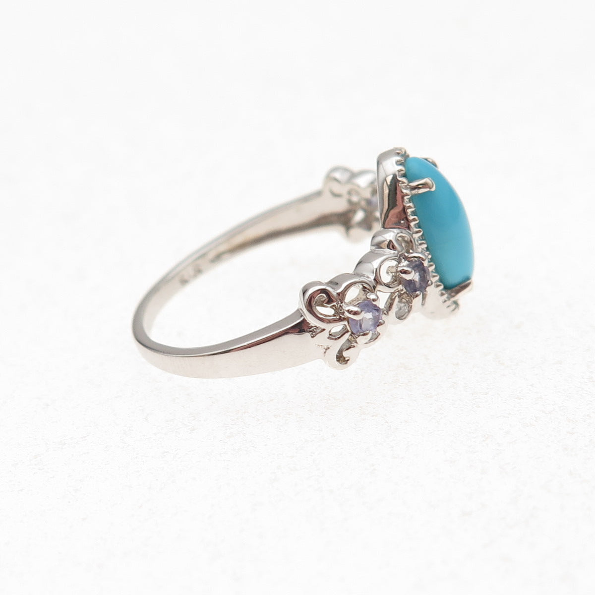 Chuck Clemency 925 Sterling Silver Real Turquoise & Tanzanite Ring Size 8