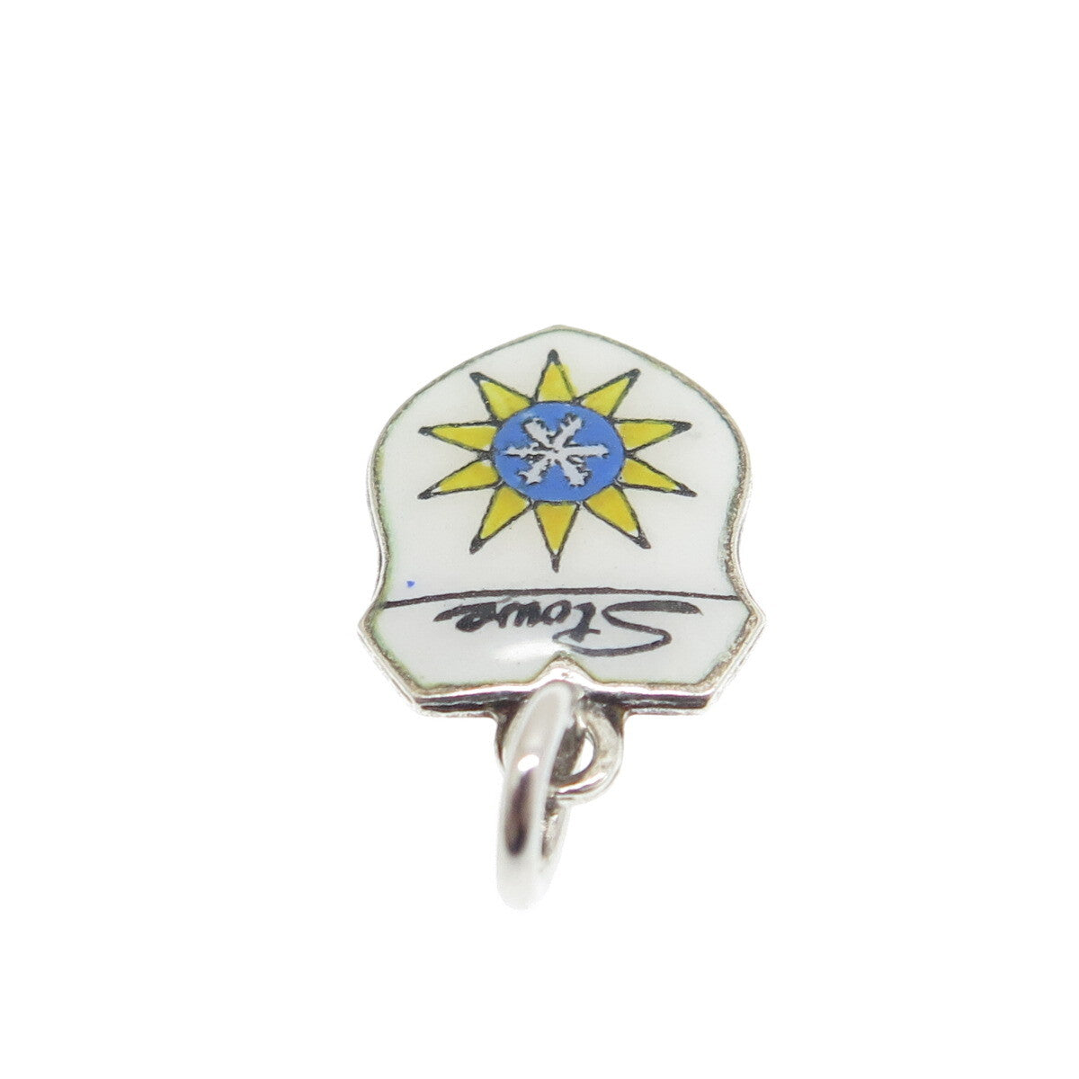 925 Sterling Silver Vintage Germany Enamel "Stowe" Coat of Arms Charm Pendant