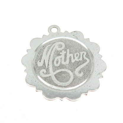 925 Sterling Silver Vintage "Mother" Textured Pendant