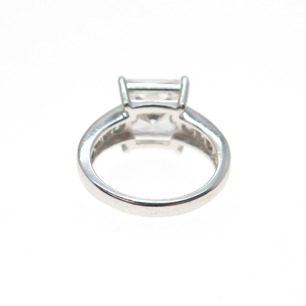 925 Sterling Silver Princess & Round-Cut C Z Engagement Ring Size 5.25