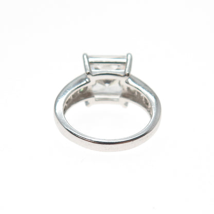 925 Sterling Silver Princess & Round-Cut C Z Engagement Ring Size 5.25