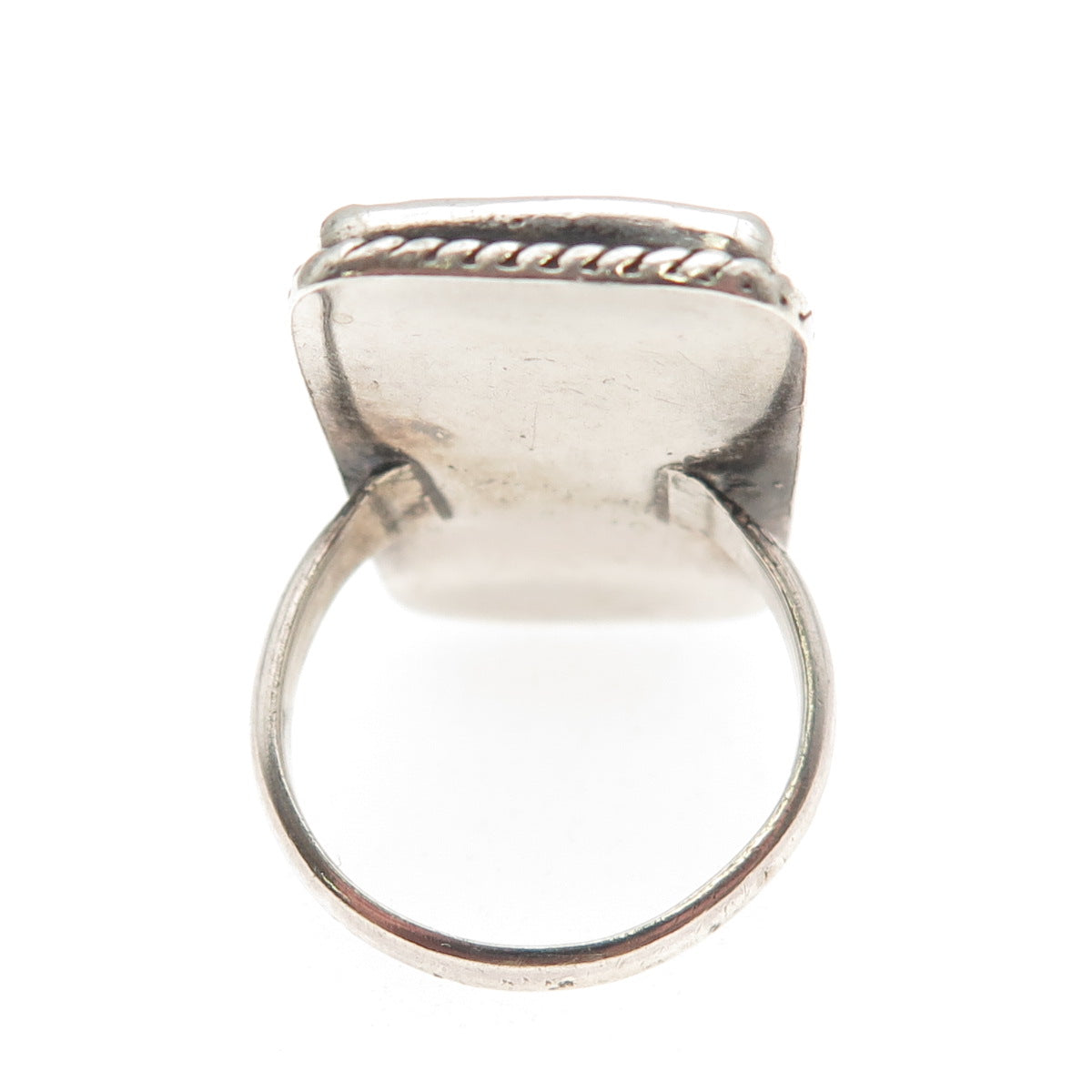 925 Sterling Silver Vintage Real Jade Carved Aztec God Face Ring Size 6.5