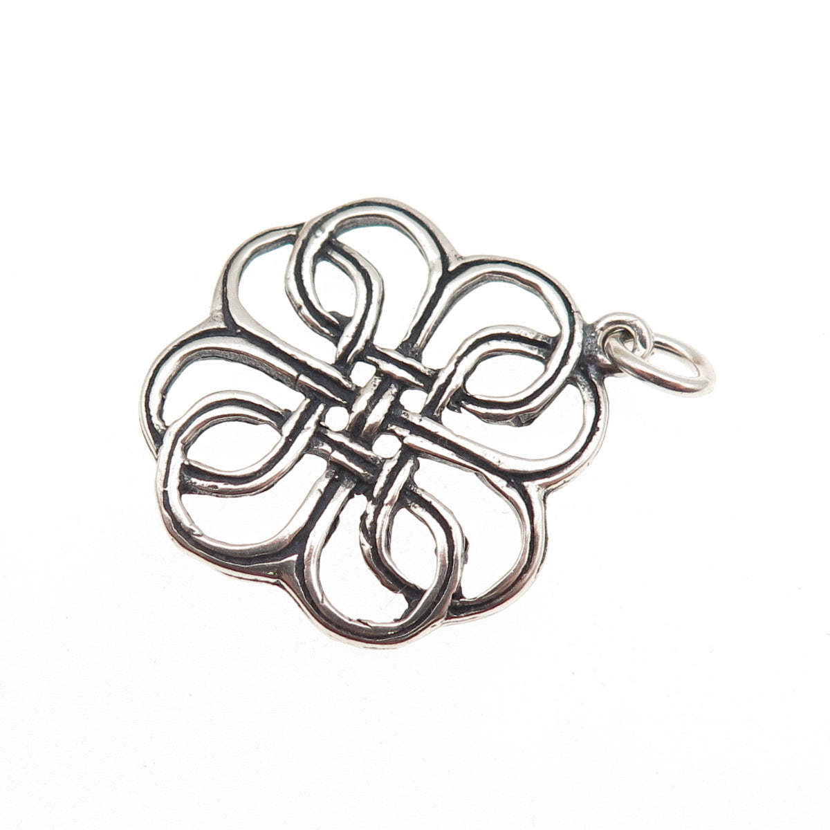 925 Sterling Silver Vintage Celtic Love Knot Oxidized Charm Pendant
