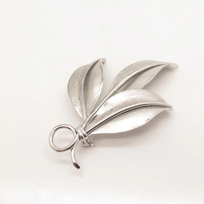 925 Sterling Silver Vintage Danecraft Triple Leaf Pin Brooch