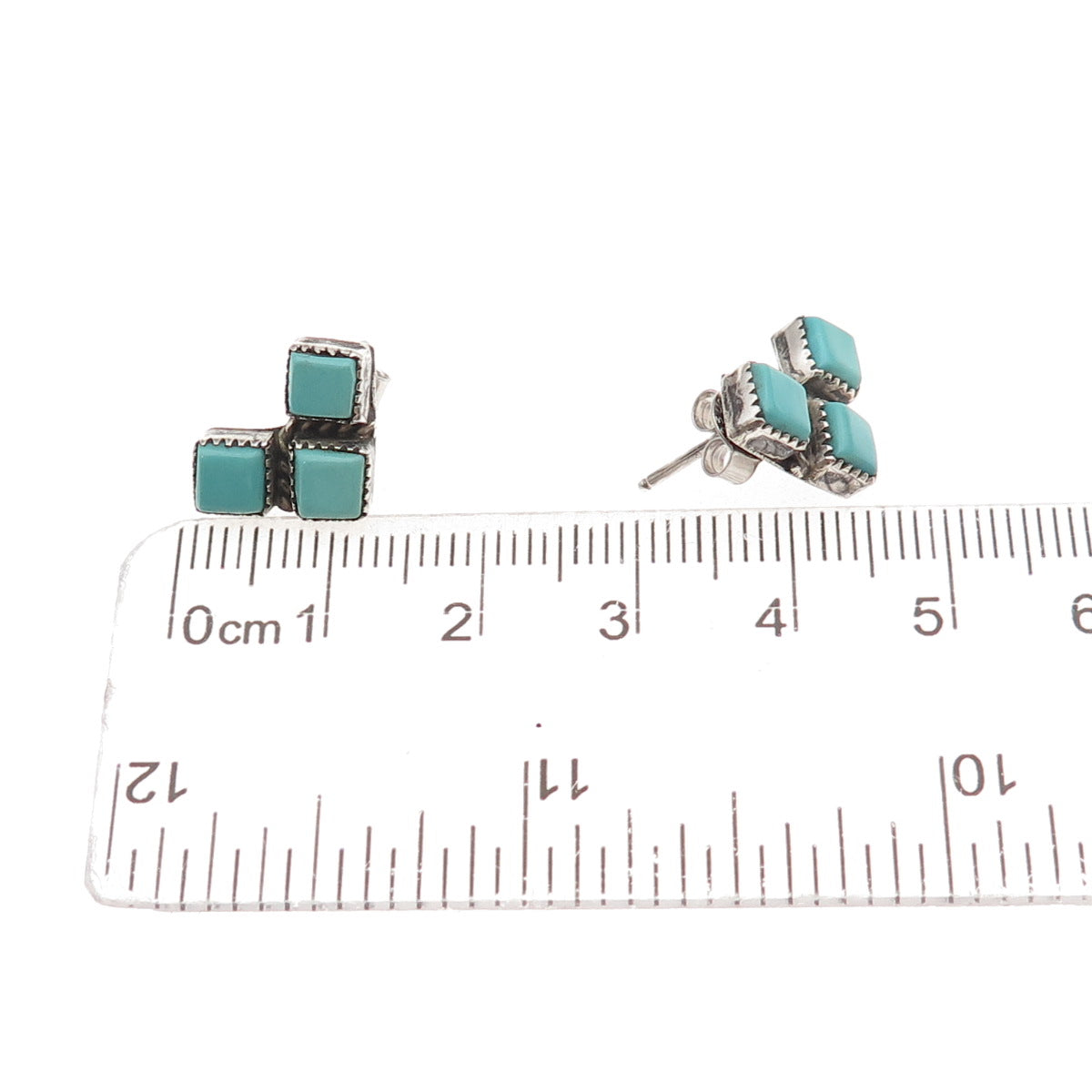 Old Pawn 925 Sterling Silver Vintage Southwestern Kingman Turquoise Earrings