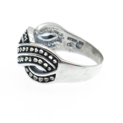 SILVER CLOUD Sterling Vintage Diamond-Cut Twisted Wavy Oxidized Ring Size 9.25