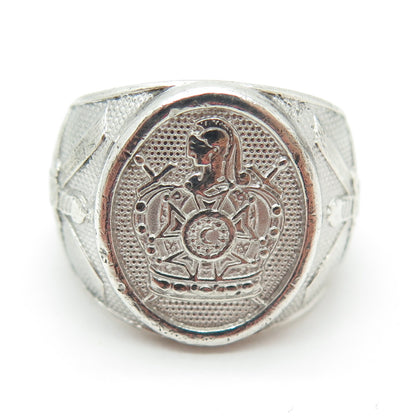 TCS Touchstone 925 Sterling Silver Vintage Knight Signet Ring Size 7.75