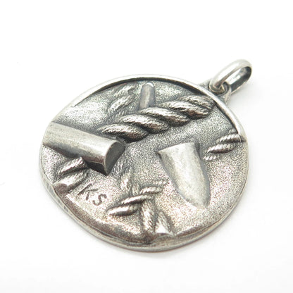 999 Fine Silver Vintage Rope Abstract Round Tag Pendant