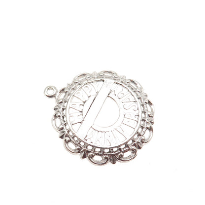 925 Sterling Silver Vintage Happy Anniversary Ornate Mini Charm Pendant