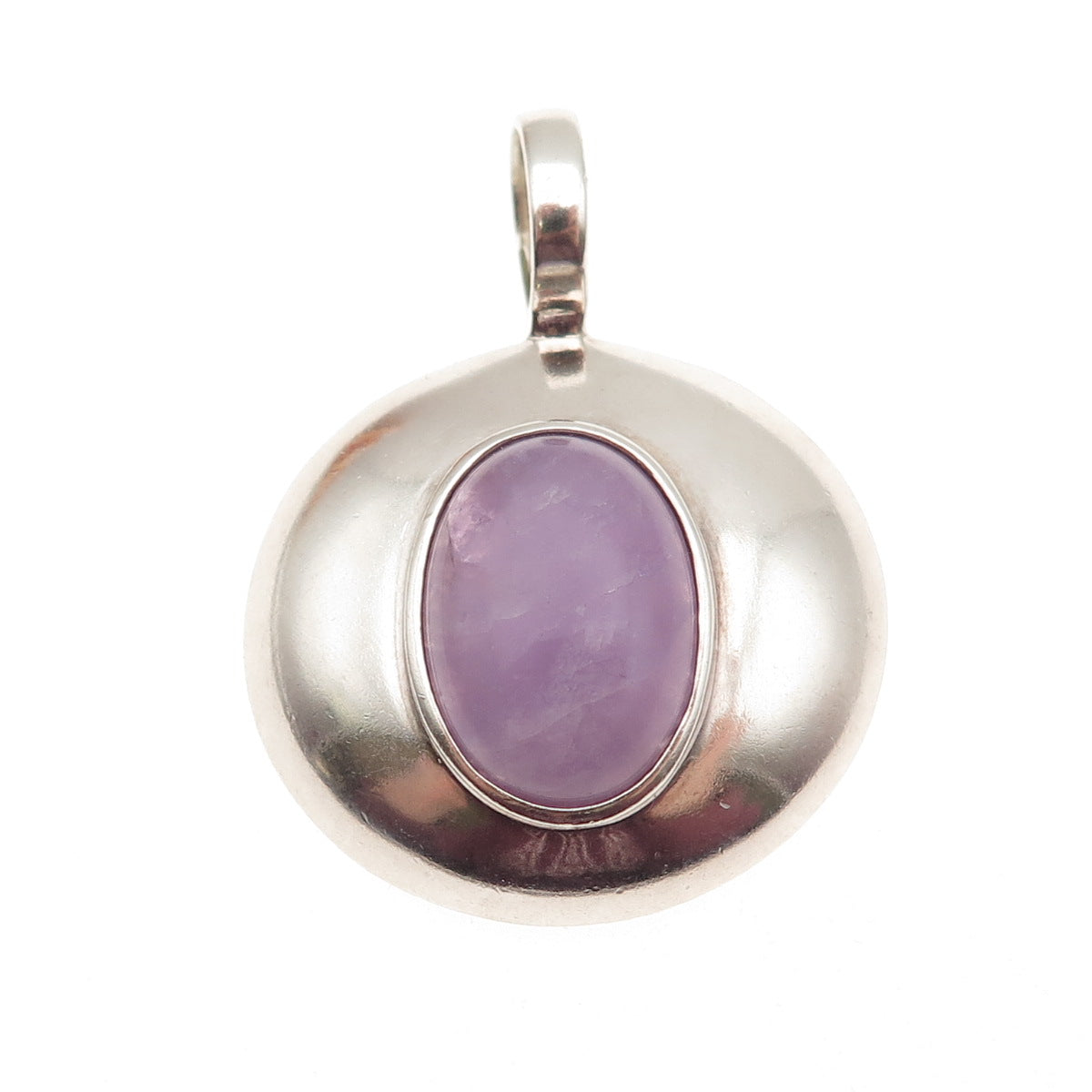 ESPO SIG Joseph Esposito Sterling Silver Vintage Real Amethyst Modernist Pendant