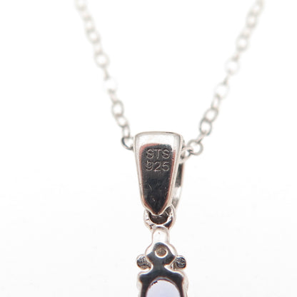 Chuck Clemency 925 Sterling Silver Real Tanzanite White Topaz Chain Necklace 20"