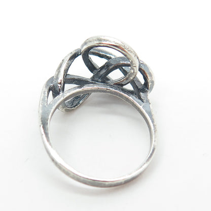 925 Sterling Silver Vintage Twisted Knot Oxidized Ring Size 5.75