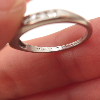 Platinum Antique Real Round-Cut Diamond Engraved Ring Size 5