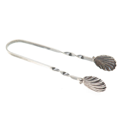 Michele 925 Sterling Silver Antique Art Deco Seashell Oxidized Sugar Tongs