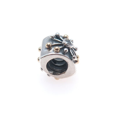 PANDORA 925 Sterling Silver & Gold Round-Cut C Z Desert Star Slide Bead Charm