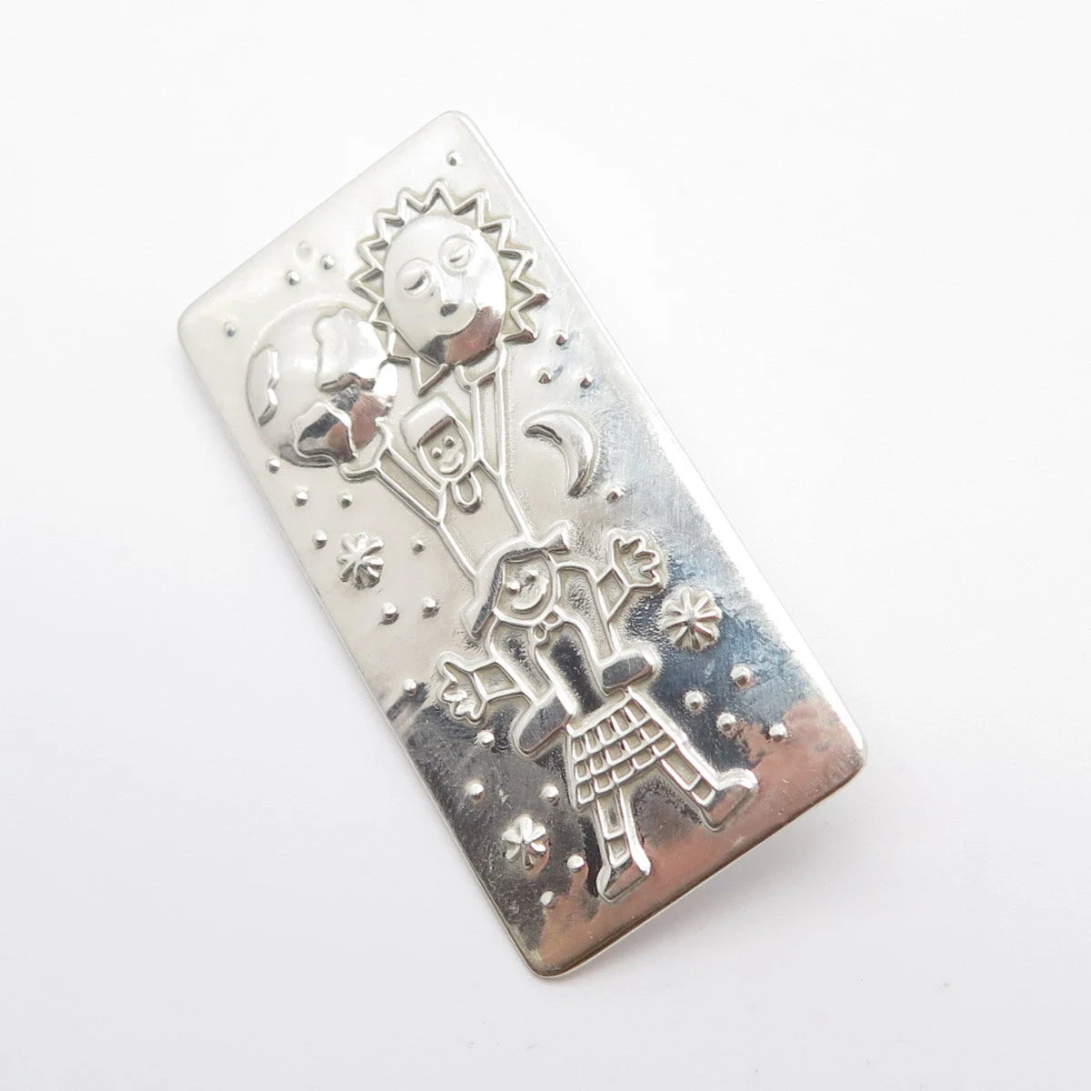 925 Sterling Silver Vintage Mexico EFS Save The Children Rectangle Pin Brooch