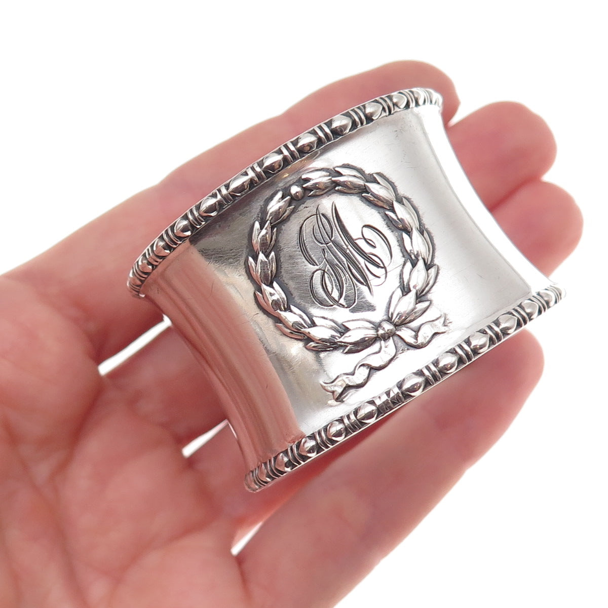 Gorham 925 Sterling Silver Antique Art Deco Engraved Monogram Napkin Ring B1546